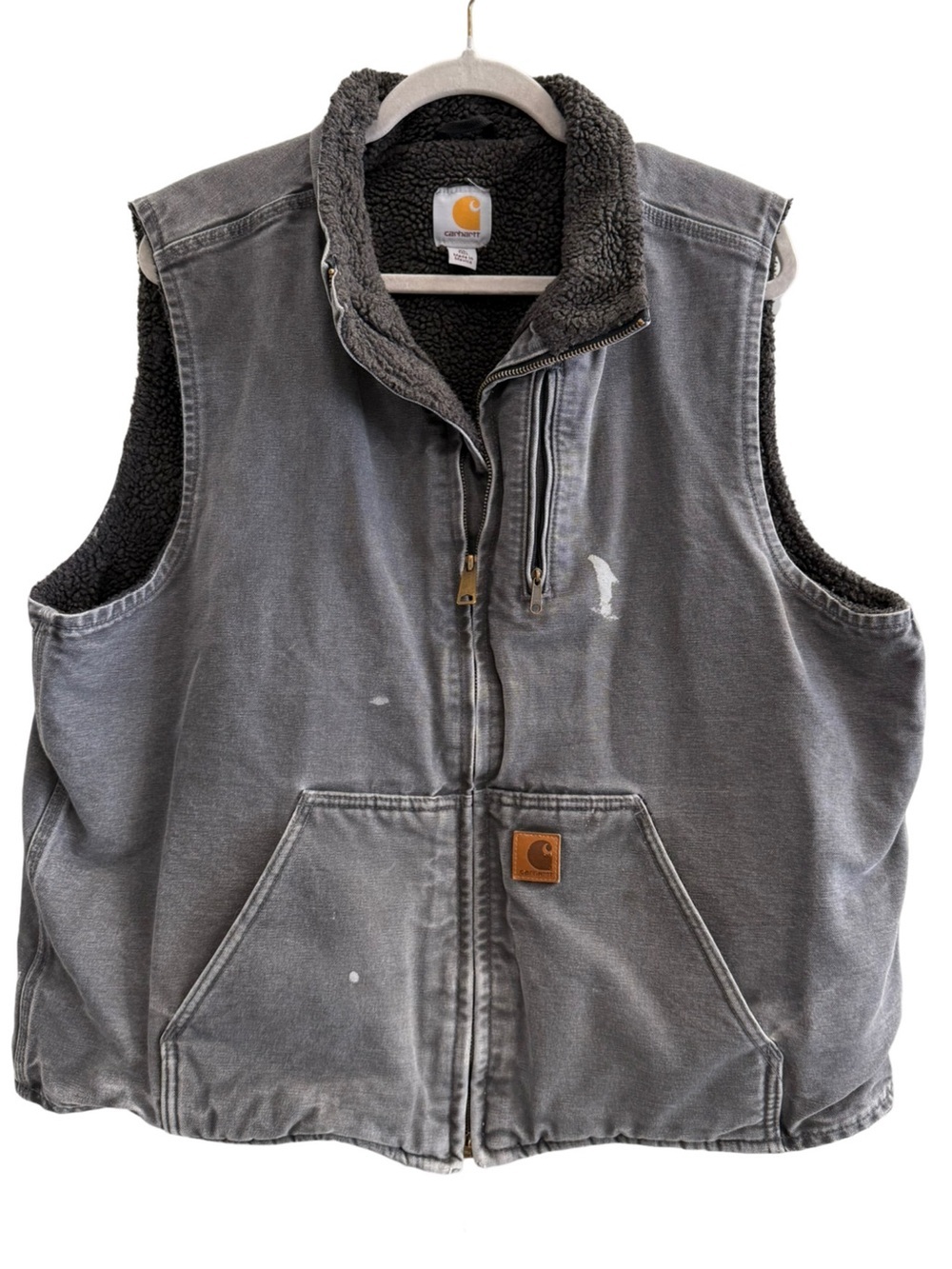 Carhartt Sherpa Lined Mock Neck Vest Gravel Gray Men's XL Tall Workwear